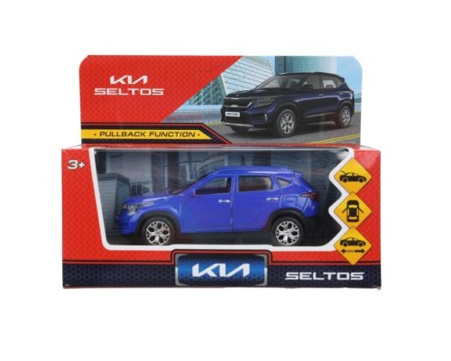 Машина металл KIA seltos длина 12 см, двери., инерция, темно-синий,