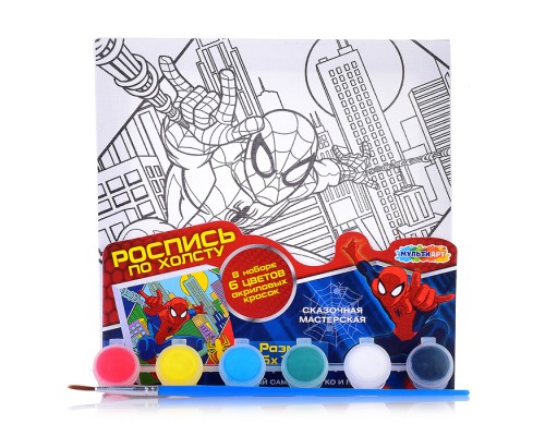 Холст для росписи по контуру "Супергерой" 15х15 см.