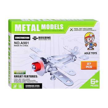 Конструктор "Вертолет" (27 дет.) металл, в коробке