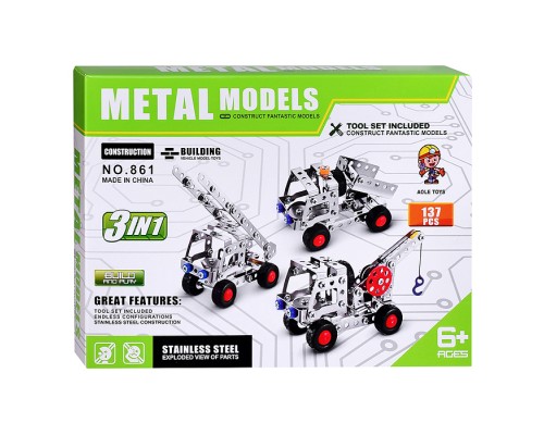 Конструктор "Кран" 3 в 1 (137 дет.) металл, в коробке