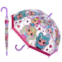 Зонт детский "Куклы-модницы" 60см, прозрачный, полуавтомат