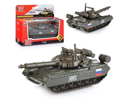 Машина металл Танк T-90, 12см, (подвиж. дет.,)инерц. в коробке
