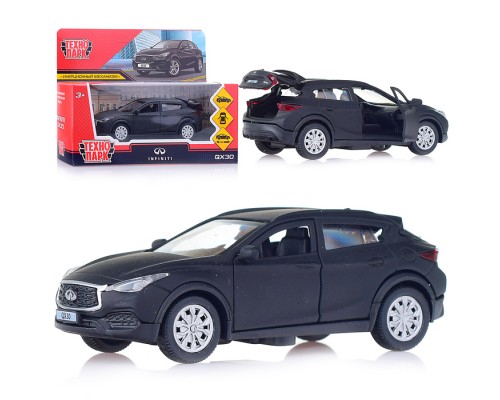 Машина металл Infiniti QX30 матовый 12см, (открыв.двери, черный) инерц, в коробке
