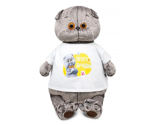 Кот Басик в футболке с принтом "Просто лучший"