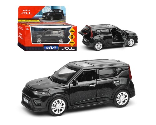 Машина металл KIA soul 12 см, (двери, багаж., черный)инерц, в коробке