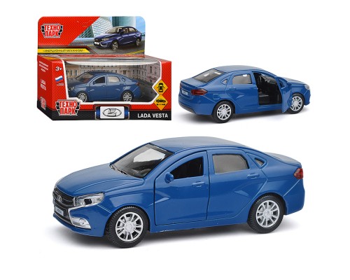 Машина металл LADA Vesta 11,5 см, (отк. двери, темно-синий,) в коробке