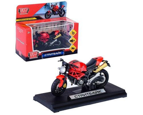 Модель металл Стритбайк 11см, руль поворач, подвеска, подножка