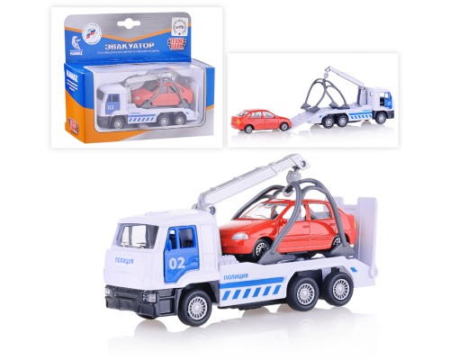 Машина Камаз Эвакуатор полиция 12см., с машинкой, в коробке