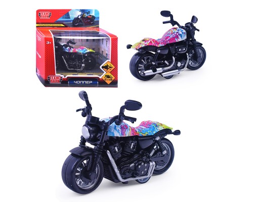 Модель металл Чоппер 9 см, (инерция, руль) ассорт. цвет.