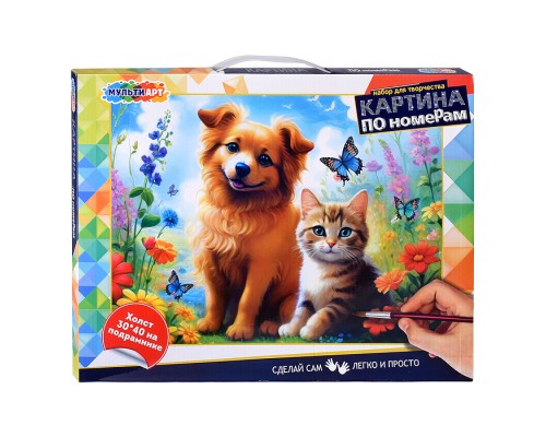 Холст по номерам на подрамнике 30*40 см "Друзья"