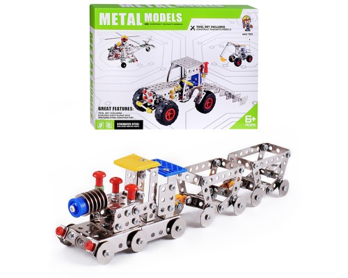 Конструктор "Паровоз" (277 дет.) металл, в коробке