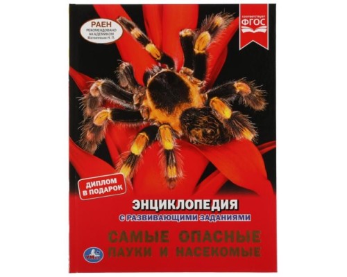 Самые опасные пауки и насекомые. Энциклопедия А4 с развивающими заданиями
