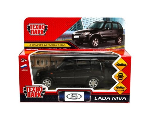 Машина металл LADA NIVA длина 12 см, двери, багаж, инерц, черный