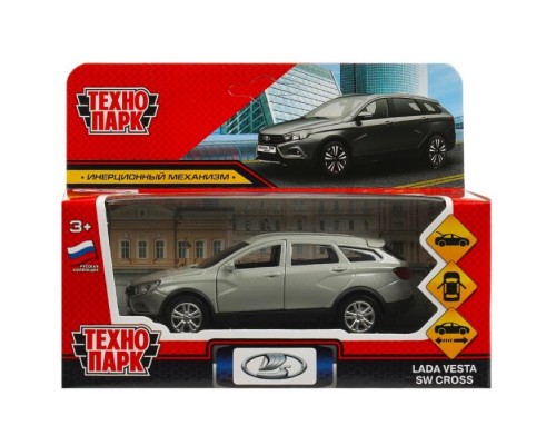 Машина металл Lada Vesta SW Cross 12 см, двери, багаж, серый