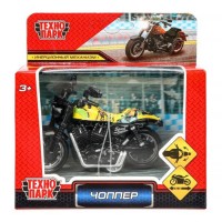 Модель металл Чоппер (микс 4 цвета), 9 см, инерц., руль