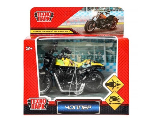 Модель металл Чоппер (микс 4 цвета), 9 см, инерц., руль