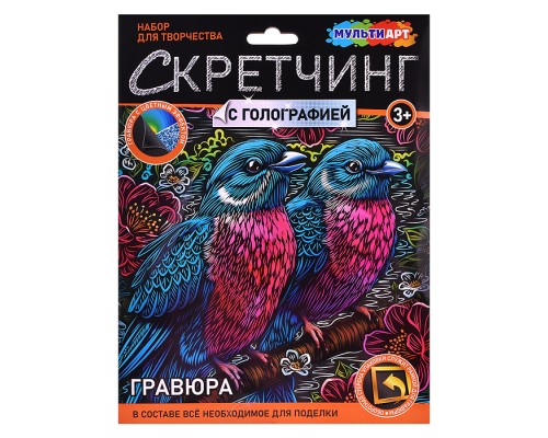 Скретчинг МИКС гравюра 18*24см "Птички"