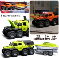 Машина "Король бездорожья" (свет, звук) с катером, в коробке