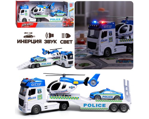 Машина "Полицейский автовоз" (свет, звук) в коробке