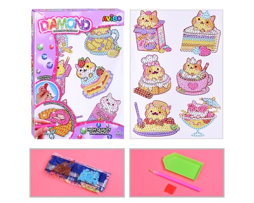 Мозаика алмазная "Веселая киска" в коробке