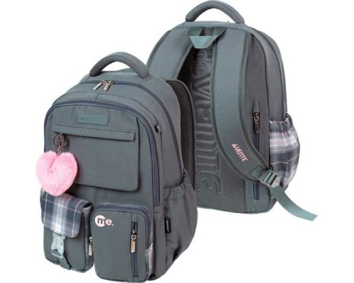 Рюкзак "Me. Gray" подростковый 42x31x20 см (18 л) 500 г, износостойкий влагостойкий нейлон, 2 просторных отделения на молнии (одно из них с уплотненным отделением для ноутбука до 17 дюймов и книг на резинке и карманом на молнии с органайзером), 