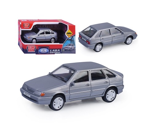 Машина пластик LADA-2114 "SAMARA" без дверей, 11 cm,  серебристый, в коробке