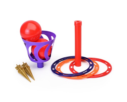 Кольцеброс - шароброс для улицы (1+1). 1 стойка + 3 кольца, 1 корзинка + 2 мяча