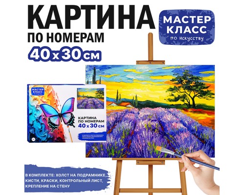 Набор для рисования "Картина по номерам 30*40 см. Лавандовое поле"