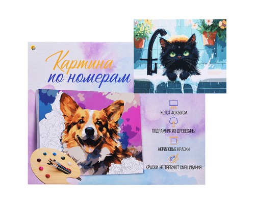 Холст с красками 40x50 по номерам "Банный день" в коробке (30цв.)