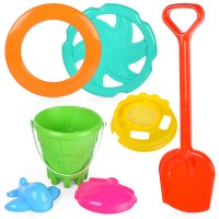 Набор летний №3 (ведро+сито+кольцо+звезда+2 формочки+лопата)