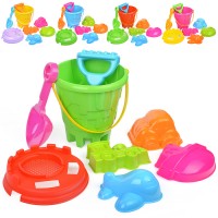 Набор песочный №9 (ведро+лопатка+грабли+фомочки транспорт 4 шт.)