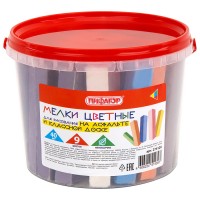 Мел в ведерке для асфальта и классной доски 40 штук, цветной квадратный