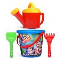 Набор №110 (Ведро №8 (0.85л.) "Лесная полянка"+ лейка+лопатка 13 см + грабли 13 см)