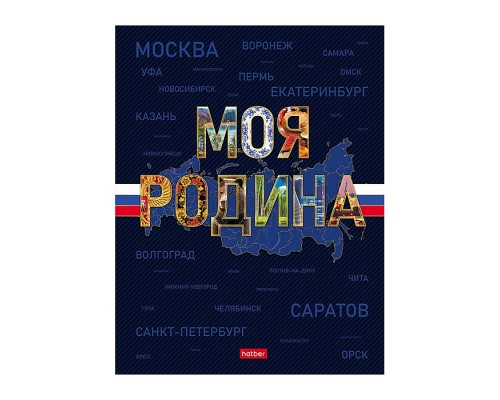 Бизнес-блокнот 80л А5ф 167х216мм 5-цв. блок клетка тв.переплет запечат. форзац глянц. "Моя Родина"
