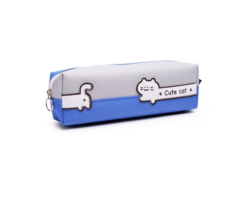Пенал "Cute Cat" 21x6x4,5 см, плотный износостойкий полиэстер с водоотталкивающей пропиткой, отделение на молнии, прямоугольный для 30 предметов, ассорти 3 дизайна, полноцветная печать