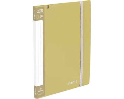 Папка с 20 вкладышами A4 "SigNature" A4 (235x310x15 мм) полипропилен 650 мкм, фактура "ткань" вкладыши 30 мкм, внутренний карман 160 мкм, широкая резинка, индивидуальная упаковка, оливковая