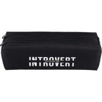 Пенал "Introvert" 21x6x6 см, плотный износостойкий полиэстер с водоотталкивающей пропиткой, 2 отделения на молнии, прямоугольный для 40 предметов, черный