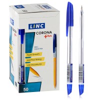 Ручка шариковая Corona plus 0,7 мм синий прозрачный корпус