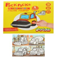 Раскраска пластилином "Рабочие машины" 4 карт. 200х200 мм в папке конверте