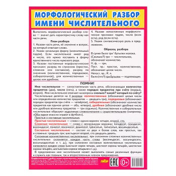 Плакат Морфологический разбор имени числительного