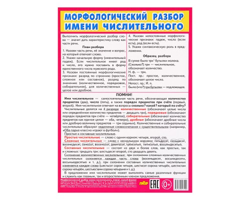 Плакат Морфологический разбор имени числительного