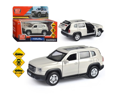Машина металл Haval Dargo 12 см, (отк. двери, багажник, серебристый) инерц., в коробке