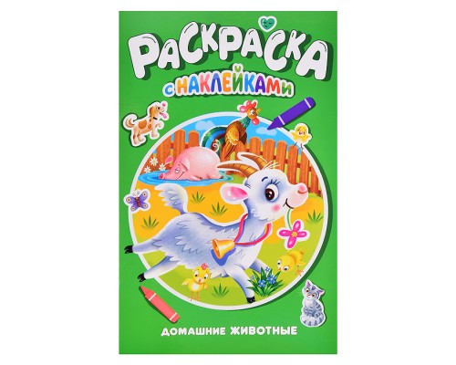 Раскраска с наклейками. Домашние животные