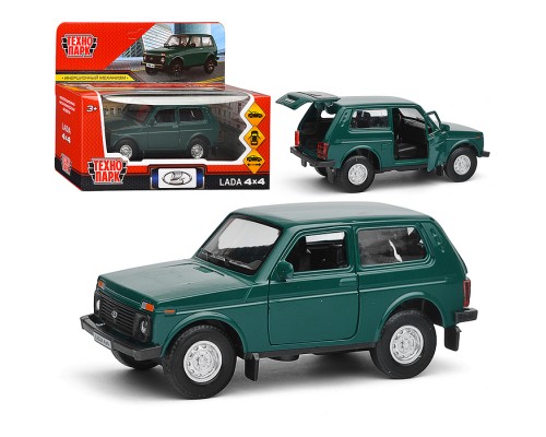 Машина металл LADA 4x4 12 см, (двери, багаж, зеленый) инерц., в коробке