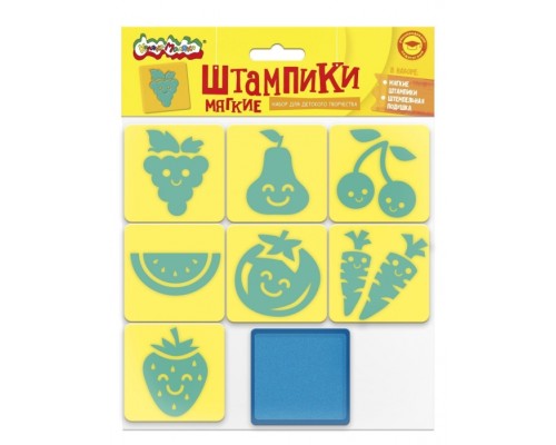 Штампики "Фрукты и овощи" из ЭВА 7 шт с чернилами 3+