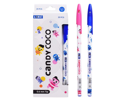 Ручка шариковая Candy coco синий 0,6 мм ассорти кругл. корп. игольчатый наконечник