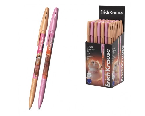 Ручка шариковая R-301 Stick Prima Cat 0.7, цвет чернил синий (в коробке по 50 шт.)