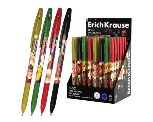 Ручка шариковая R-301 Stick&Grip Folk Motives 0.7, цвет чернил синий (в коробке-дисплее по 48 шт.)