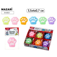 Ластик "Лапки" ПВХ, 3.5х4х0.7 см, фигурный, 6 цветов, ОПП-упаковка картонный дисплей