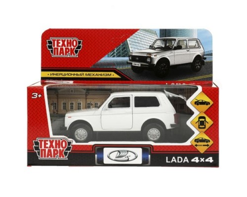 Машина металл LADA 4x4 длина 12 см, двери, багаж, инерц, белый